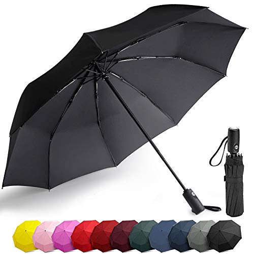 Preisvergleich Produktbild Balnore Regenschirm Automatischer Taschenschirm 9-Rippe Regenschirm Reise windundurchlässiges Mit 210T-Material Teflon, Schirm für Reisen & Business für Frauen und Männer, Schwarz