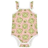 WIFIU Green Avocado Toast Baby Girls Bodysuit Summer Ruffle Sleeveless Rompers One Piece Baby Cotton Clothes Outfits for Newborn Infant 9-12 Months
