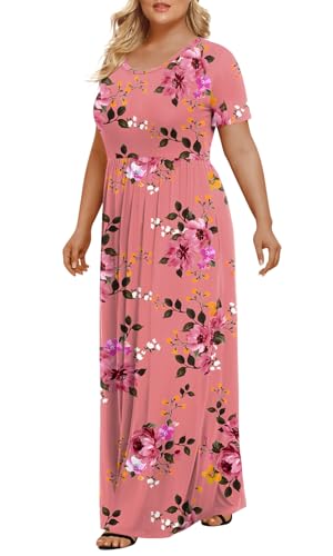 Image of LONGYUAN Women's Plus Size Maxi Dresses Summer Short Sleeve Casual Long Dress 2026 XL-6XL