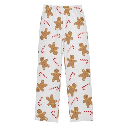 Boys' Pants Christmas Gingerbread Man Candy Cane Long Bottoms Jogger Pants Elastic Waist Trousers with Pockets S-XL