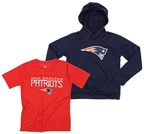 Outerstuff NFL Youth Boys (8-20) Team Color Performance Hoodie and Tee Combo Set New England Patriots Large (14-16)