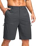 Pudolla Men's Hiking Cargo Shorts 9' Lightweight Stretch Travel Work Shorts for Men Outdoor Casual with 5 Pockets(Charcoal X-Large)