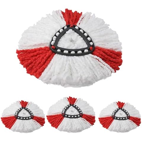 MAQMUD Mop Head Compatible with Vileda Turbo Mop Head Replacement Microfiber Spin Mop Heads Red (PACK OF 4) Cover