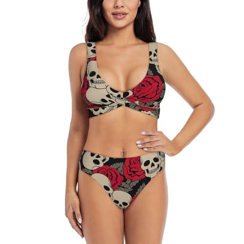 Maillot de bain deux pièces pour femme bikini piscine plage roses