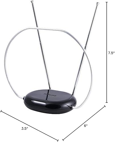 Miniatura 11 de Antena de TV interior Philips Rabbit Ears negra, dipolos y bucle circular, para mesa, digital, compatible con Smart TV, HDTV, 4K 1080P VHF UHF,
