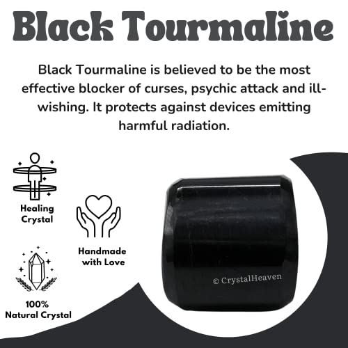 Image of Certified Natural Black Tourmaline Crystal Healing Tumbled Stone, Natural Polished Crystals for DIY Crafts, Manifestation, Meditation, Pooja Feng Shui and Reiki Healing (30 Grams)