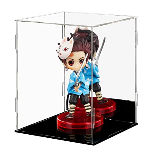 Ecoseao Vitrina acrílica con espejo, caja organizadora de acrílico transparente, vitrina de protección a prueba de polvo para figuras de acción, coleccionables, almacenamiento en el hogar (20x20x25cm)