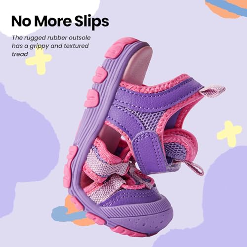 Image of Boys & Girls Sandals Lightweight Closed-Toe Kids Water Shoes for Summer - Athletic Sport Outdoor Beach Sandals for Unisex Child (Toddler /Little Kid) - Blue 4 Toddler
