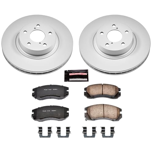 Image of PowerStop Front Brake Kit for Subaru Legacy 1991-94 | Subaru Legacy 1996 - Fully-Coated Disc Rotors with Z17 Ceramic Brake Pads Replacement, CRK1118