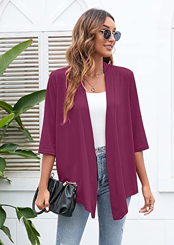 Image of Heymoments Women's Lightweight Open Front Cardigans 3 /4 Sleeve Casual Soft Drape Fall Cardigan S-2XL