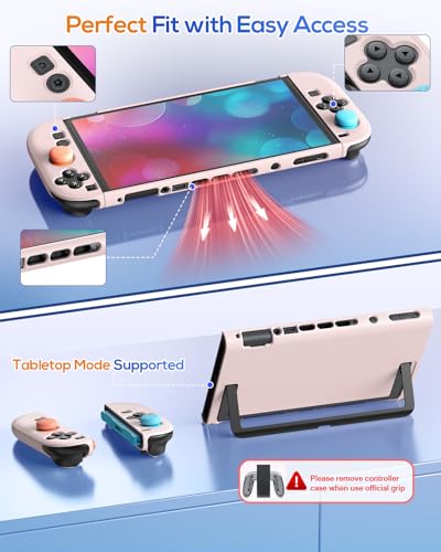 Image of FYOUNG Switch 2 Protective Case&Screen Protector Set, Dockable Cute Cover Hard Shell for Nintendo Switch 2 2025 Console Accessories,Travel-Friendly,Kickstand Cutouts(Light Pink, for Switch 2 7.9inch)