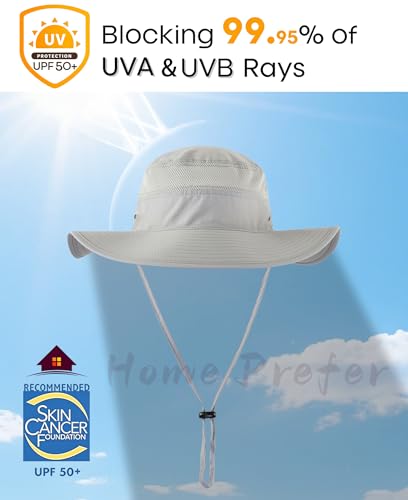 Image of Home Prefer UPF 50+ Men's Sun Hat Wide Brim Bucket Hat UV Protection Hat for Mens Womens Beach Safari Gardening Golf Fishing