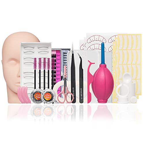 Eyelash Extension kit,Mannequin Training Head False Eyelashes Extension Practice Exercise Set for Beginners Makeup Training Eyelash Graft