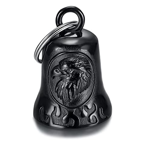 BOBIJOO JEWELRY - Motorcycle Bell Guardian Spirit Lucky Eagle US Stainless Steel Black Titanium Cover