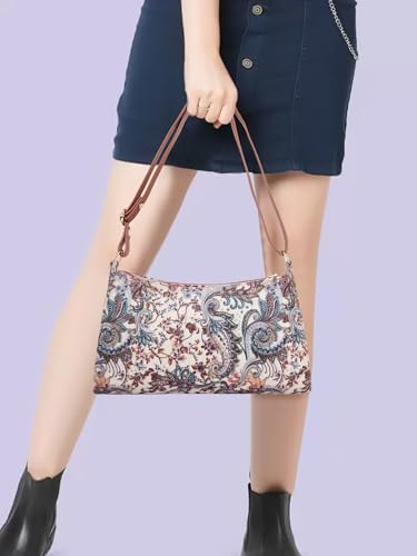 Image of DANIEL CLARK Women's Floral Print Shoulder Bag | PU Leather Sling Bag | Adjustable Strap | Lightweight Crossbody Purse for Daily Use, Travel