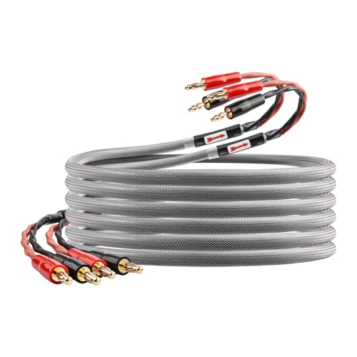 YYTCG 14 AWG Audiophile Speaker Cable – Speaker Wire with Banana Plugs,6N OFC Core, PP Braid,Audio Wire,Compatible with Amplifier, Speakers, AV Receiver& Home Theater(9.84ft/3m)