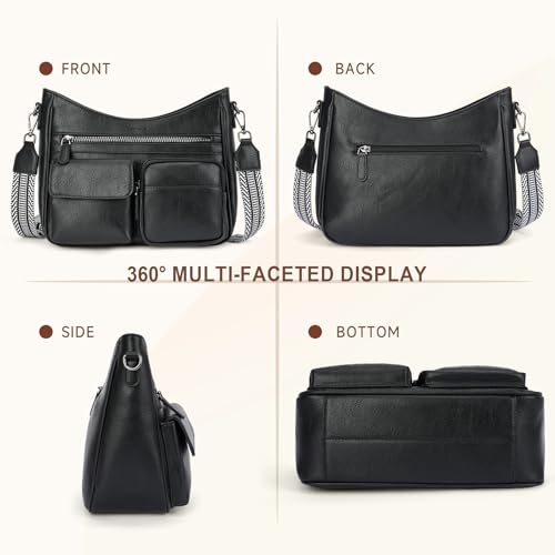 Image of Crossbody Bags for Women Trendy Vegan Leather Crossbody Purse Shoulder Handbags Multiple Pockets Hobo Bag Ladies