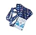 BRISA VW Collection - Volkswagen Reusable Polyester Shopping Bag Grocery Sack with T1 Bus Campervan Motif (Bus Parade/Blue)