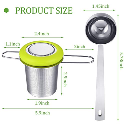 2 Pieces Tea Infusers With Tea Scoop Stainless Steel Tea Strainer Folding Handle Tea Filter Fine Mesh Strainer Brewing Basket With Silicone Lid For Loose Leaf Tea #TOP1