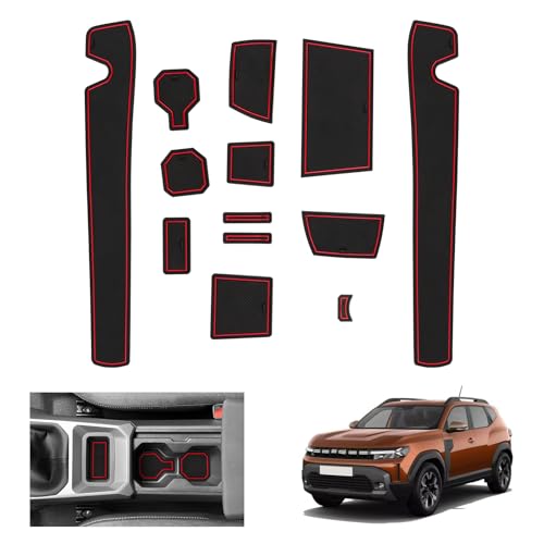 GAFAT Nouveau Dacia Duster 3 2024 2025 2026 Tapis Antidérapants, Dacia Duster III 2025Tapis en Caoutchouc pour Console Centrale, Porte-Gobelet, Couture de Porte, Dacia...