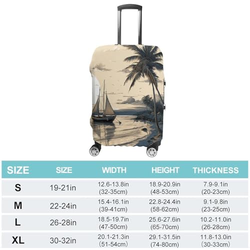 Palm Trees Fishing Boat Luggage Cover Tsa Approved Suitcase Covers for Luggage Elastic Washable Suit Case Covers Anti-Scratch Travel Luggages Sleeve Suitcase Protector Fits 19-30 Inch Case(L)2