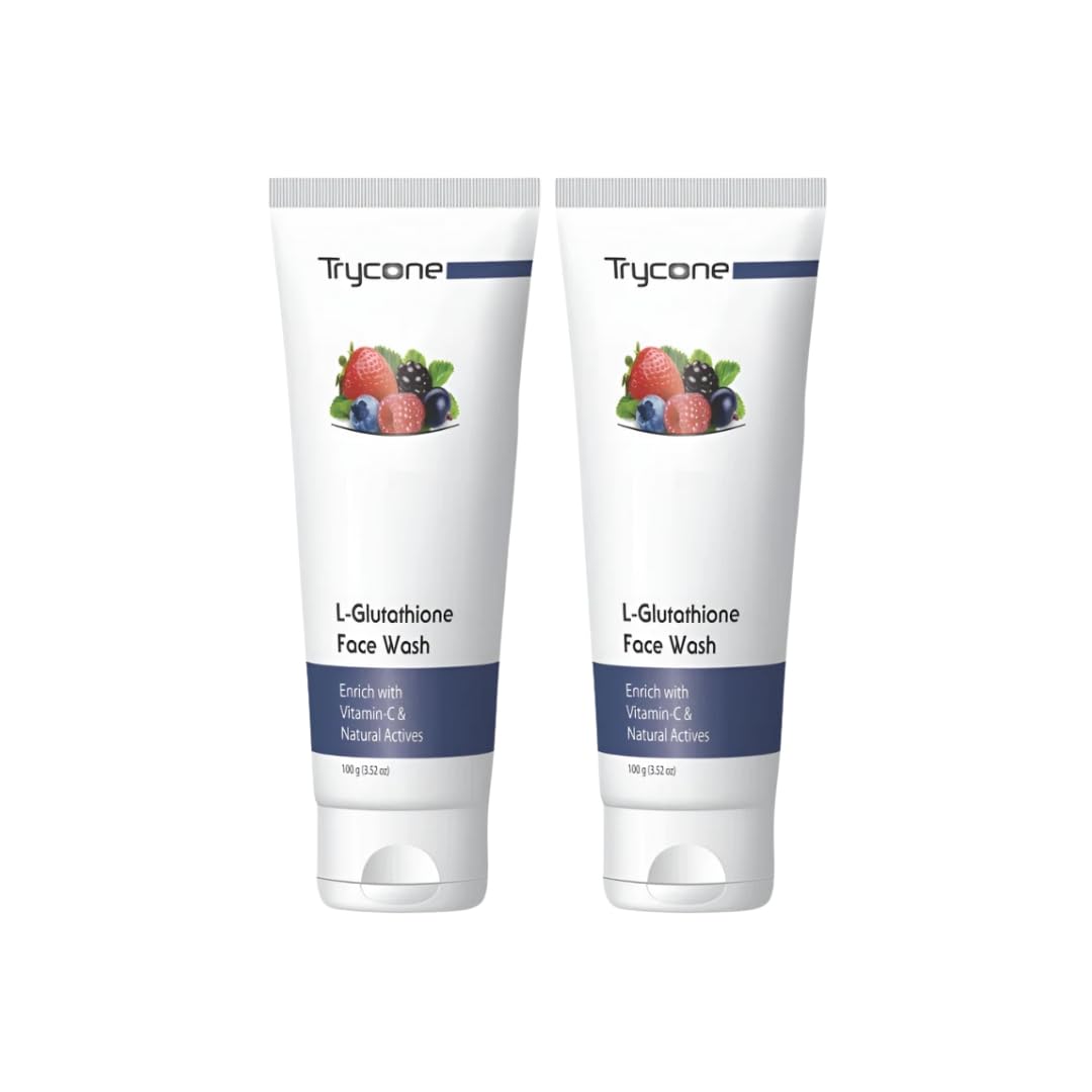 Trycone L-Glutathione and Vitamin C Face Wash for Glowing Skin, Anti Acne, Brightening, Deep Cleansing, Enriched with Kojic Acid and Natural Actives, Suitable for Men & Women, 200 gm, Pack of 2