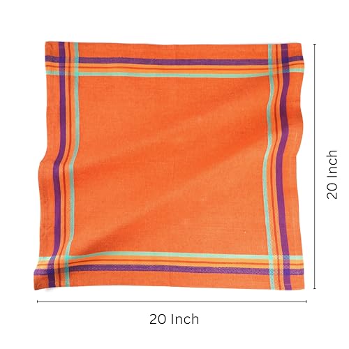 Image of FINGERCRAFT Table Napkins 100% Cotton Yarn Dyed Thick Fabric Cloth Napkins High GSM Napkins 20in x 20in Washable and Reusable for Kitchen Hotels Wedding (Rust Stripe, Set of 12)