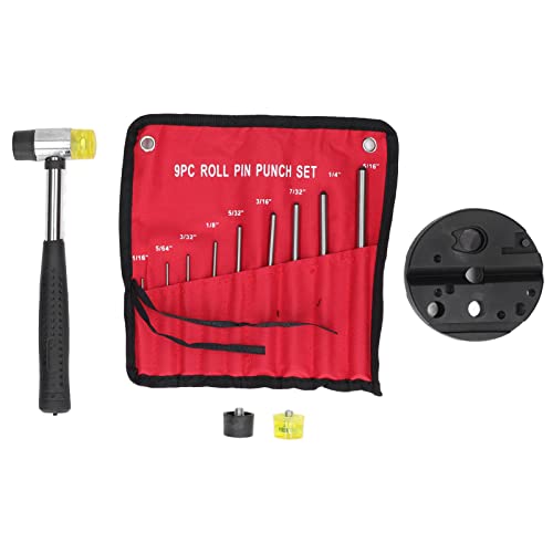 14pcs Roll Pin Punch Set, Gunsmithing Punch Removing Repair Tools with Hammer for Automotive, Watch, Jewelry and Craft