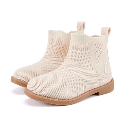 BMCiTYBM Toddler Girls Ankle Boots Low Heel Knitting Sock Short Chelsea Breathable Mesh Slip On Booties Dress Shoes All Season