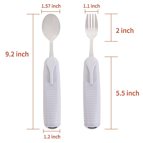 Pekokavo Adaptive Utensils Set, Angle Adjustable Arthritis Aid Silverware for Parkinsons, Hand Tremors, with Non-Slip Easy Grip Handle (2 Count (Spoon + Fork)) - Image 6