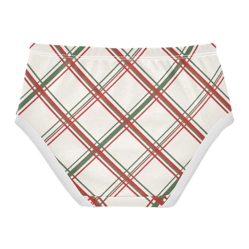 Girls' Training Panties Organic Underpants for Kid Red Green Lattice Plaid2