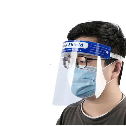 WnewTools 10 mascherine protettive trasparenti regolabili in plastica, anti-appannamento, anti-spiedo