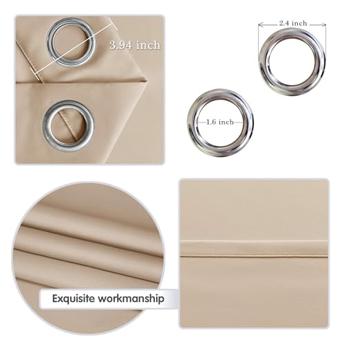 Image of DWCN Total Privacy Room Divider Blackout Curtain - Thermal Curtains for Patio Door, Living Room, Bedroom Partition and Shared Office Space, 1 Grommet Curtain Panel, 8.3ft Wide x 7ft Tall, Beige