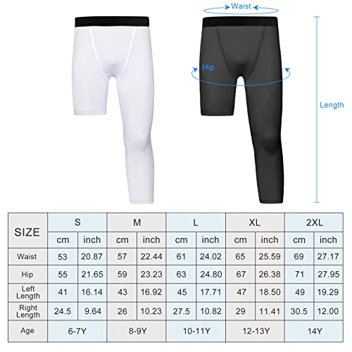 Valcatch Boy's One Leg Compression Tights Leggings for Basketball Running Youth Kids Athletic Pants Sports Base Layer 6-14Y2