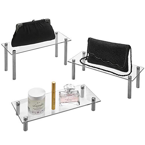 image for ZAFUU 3 Tier Rectangle Tempered Glass Retail Display Stand 5 x 12 Incc