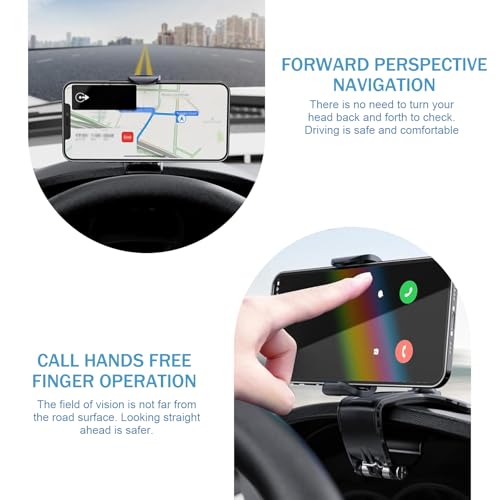 Merdege Car Phone Holder Dashboard, 180 Rotary Clip-on Navigation Stand, Multifunctional Anti-Shake Phone Holder, Universal for Most Cars SUVs and Trucks (Black) by Merdege - Used condition - Image 6