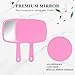 Jetec 3 Pcs Hand Handheld Mirrors with Handle Bulk, Small Portable Salon Barber Hairdressing Vanity Cosmetic Mirror for Travel, Home, Square(9.17 x 6.53 Inch,Blue, White, Pink)