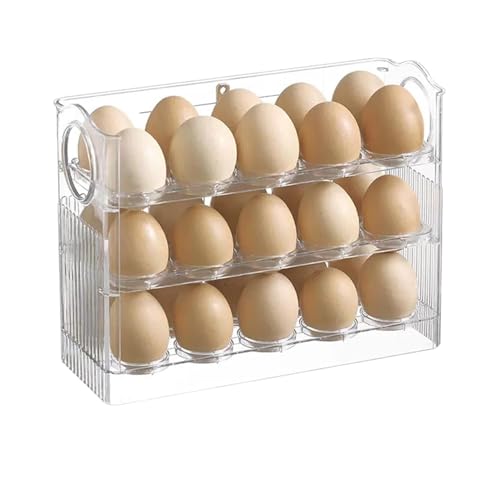 Huevera - Dispensador de huevos de PET | Huevera abatible de 3 capas | Contenedor para guardar huevos | Recipientes para huevos con puerta lateral | Huevera de gallina para encimera