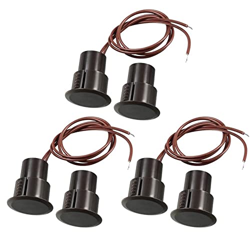 3pcs de Porte en Fer Brun encastré Filaire de sécurité fenêtre capteur de Contact de Porte Alarme Interrupteur à Lames magnétique Aimant Proche-Circuit...