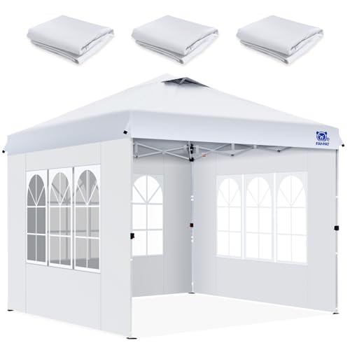 FANPAT 3Pcs Instant Canopy Tent Sidewalls for 10x10 Pop-Up Canopy, Garden Gazebo, 210D Oxford Fabric Waterproof, White (3Pcs Sidewalls ONLY)