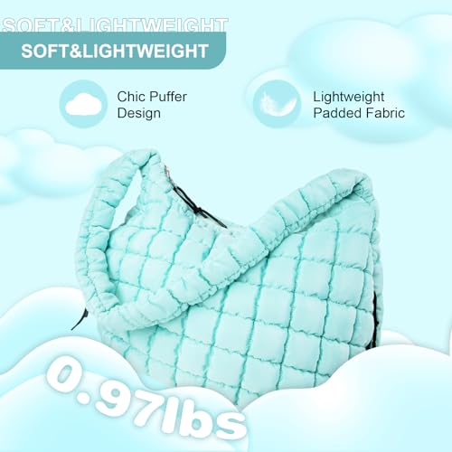Image of Quilted Puffer Tote Bag Purse Puffy Crossbody Shoulder Bag,Lightweight Nylon Hobo Bag Puffer Carryall Bag for Women Girl