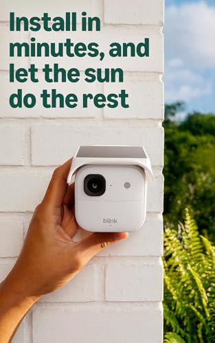 Image of Blink Solaris 2K+ (newest model) - Solar-powered battery smart security camera, wireless fixed solar panel, 2K video, Sync Module Included - 1 camera system (White)