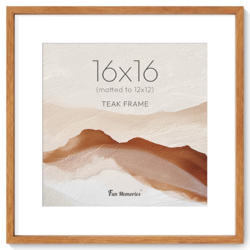 Cadre photo en teck massif 40,6 x 40,6 cm avec passe-partout 30x30 - 2