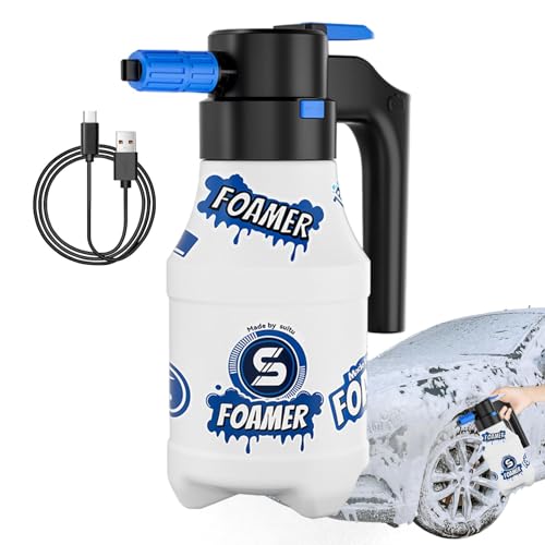 Samuliy Pulverizador de espuma de jardín para lavado de coche, cañón de espuma eléctrico para lavado a presión, carga USB, 1,5 L, pulverizador de espuma de mano para jardín, coche, limpieza del hogar