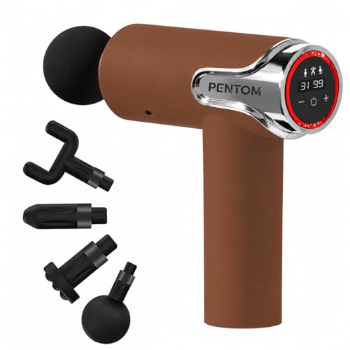 Image of Massager, 4 Heads, 6 Speed, Handheld, Percussion Muscle Massager for Full Body Relief Muscle Relaxation of Neck, Shoulder, Back, Foot for Men & Women - Corded (Brown)
