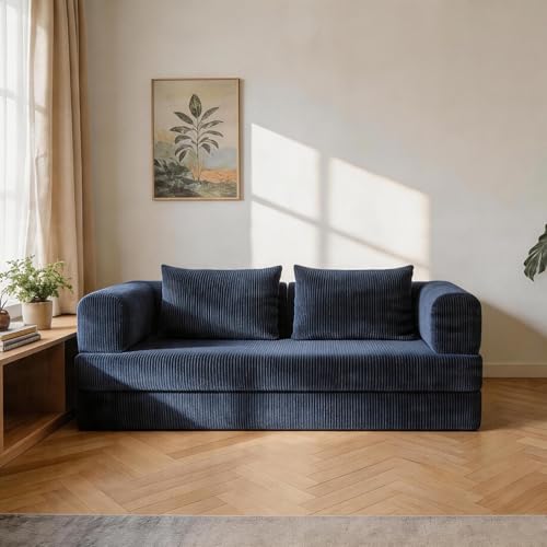 GEDTECH ARMANA Canapé 3 Places Convertible Lila en Velours côtelé, modulable en lit, Confortable, Cosy, méridienne en Velours, Sofa Moderne et...