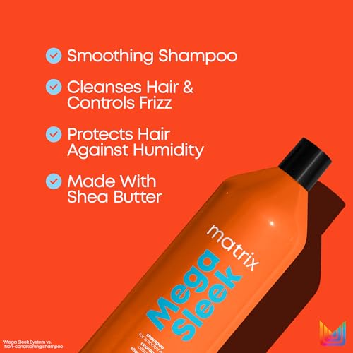 Image of Matrix Mega Sleek Shampoo - Smoothing and Detangling, For Dry, Damaged & Frizzy Hair