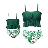 Madre e Hija Lindo Traje de Baño Dos Piezas,Ropa de Baño a Juego para la Familia Mamá Niña Bañadores de Mujer de Verano Playa