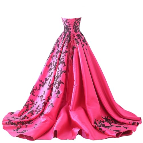 Gothic Black Satin Lace V Neck Ball Gown Long Prom Corset Wedding Dresses4