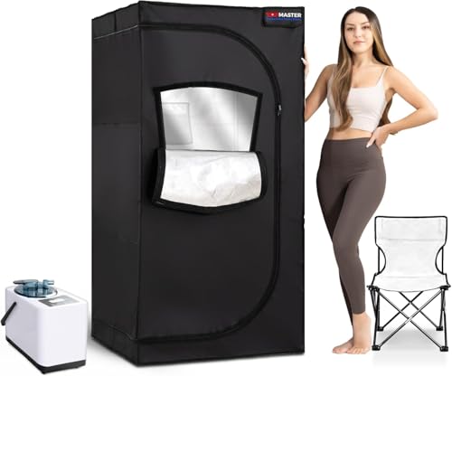 TopMaster Portable Sauna Steam Tent, Full Size Home Personal Sauna Box Steam Room, Large 3 Liter 1000W Generator, Folding Chair, 9 Levels,